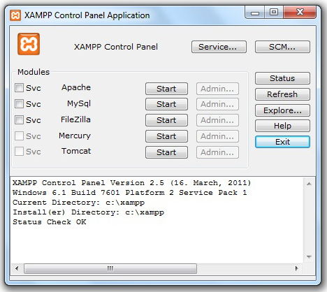 xampp control panel