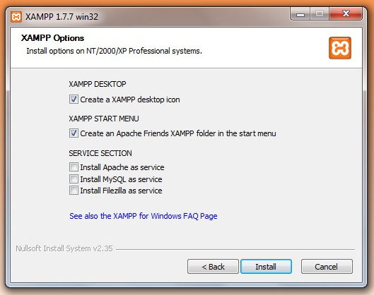 xampp options