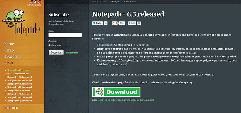 notepad++ 6.5 download page notepad++ 6.5 download page
