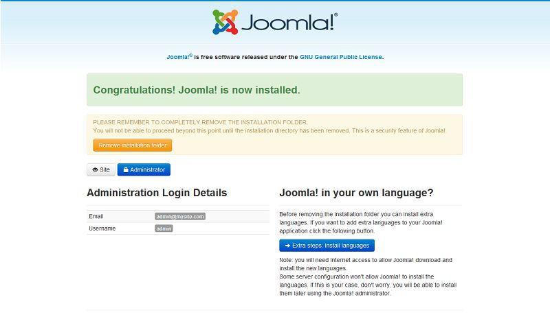 Joomla 3 remove installation folder Joomla 3 remove installation folder