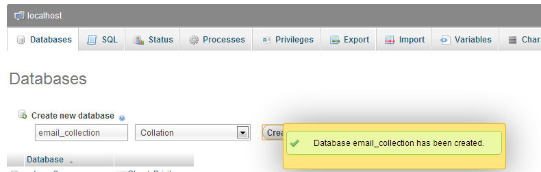 Create database for email extractor Create database for email extractor