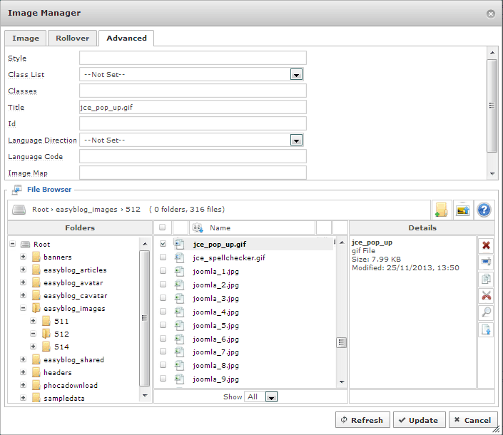 Joomla JCE advanced image management Joomla JCE advanced image management