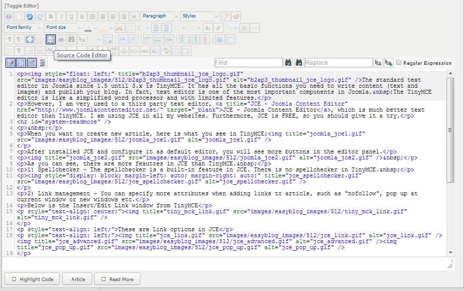 Joomla JCE HTML source code Joomla JCE HTML source code