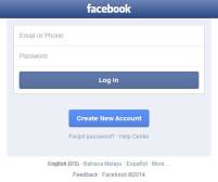 Facebook login form Facebook login form