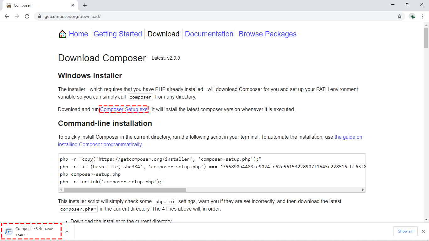 Composer installer for Windows