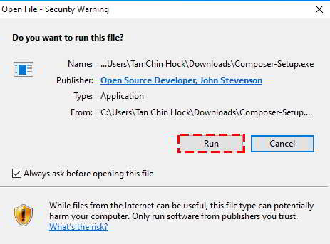 Run composer installer 3 composer installer run