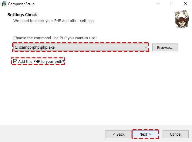 Composer installation php setting 6 composer installer php setting