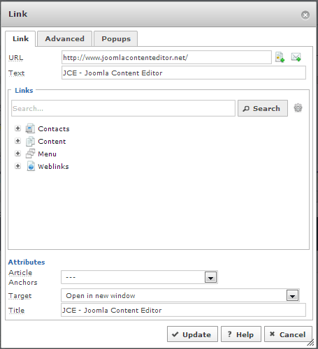 Joomla JCE 链接管理 Joomla JCE 链接管理